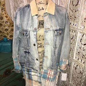 NWT Free People Sirius Plaid Denim Jacket M/L